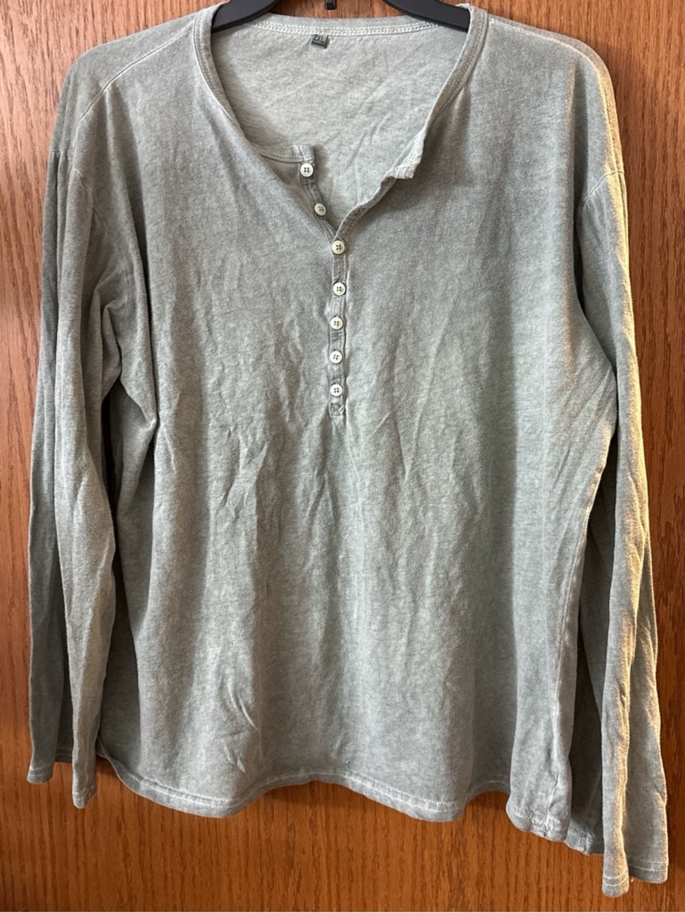 Light Gray Long Sleeve Henley Top